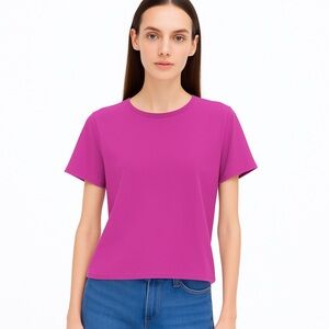 Open Edit Elegant Magenta Short Sleeve Tee